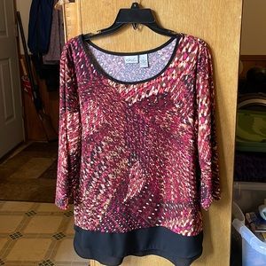 3/4 sleeve blouse, scoop neck, polyester
